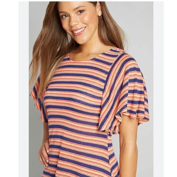 ModCloth Women’s 1X Plus Gotta Get Going TShirt Dress Orange Stripe NWT - Picture 4 of 13